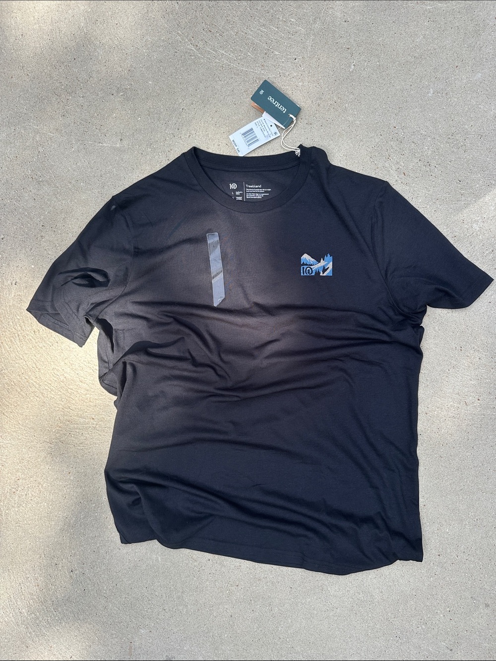 tentree Men's Black Short-Sleeve Tee with Blue Mountain Logo